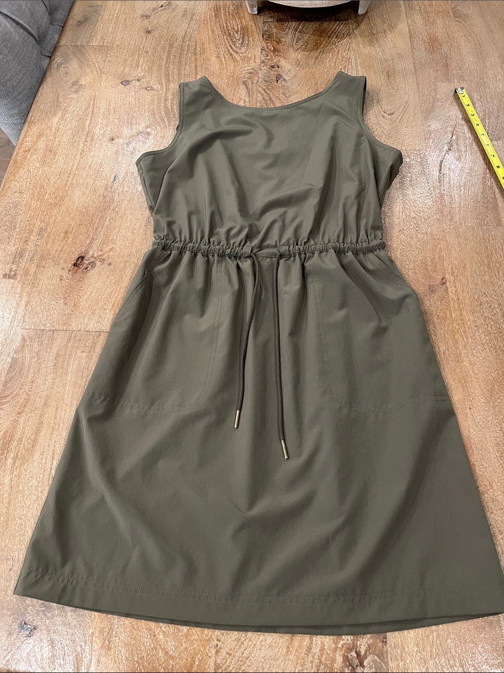Calvin Klein Olive Drawstring Waist Sleeveless Mini Dress